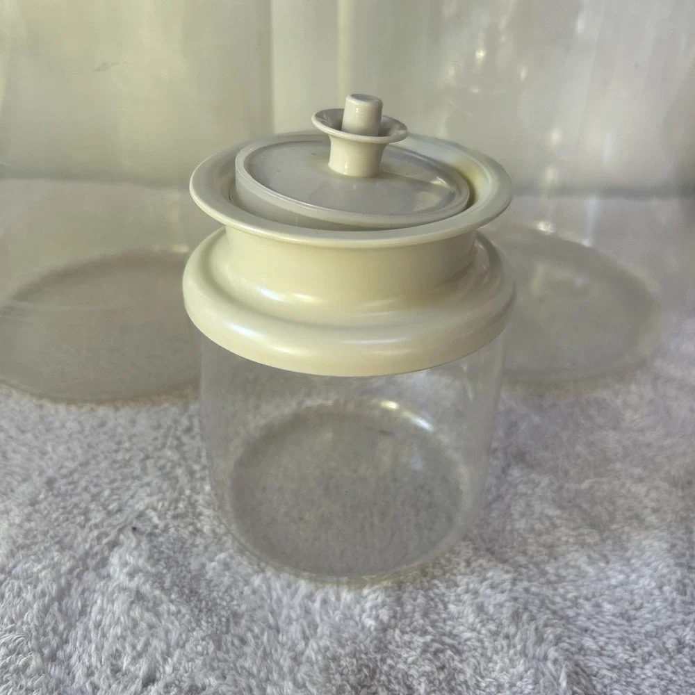 Set Of 3 TUPPERWARE Canisters Clear Push Button Lid Clear Acrylic Vintage